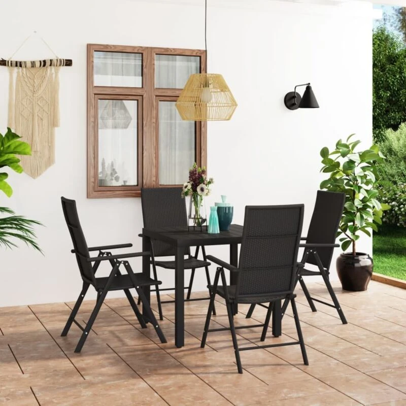 Image of VIDAXL 5 Piece Garden Dining Set Black Vidaxl 8720286228258