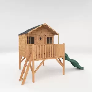 Image of Mercia 14 x 7ft Honeysuckle Wooden Playhouse with Tower and Slide - Installation Included