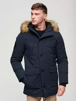 Image of Superdry Everest Faux Fur Hooded Parka - Navy, Size S, Men