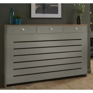 Image of Grey Radiator Cover Cabinet Traditional Modern mdf Wood Horizontal Shelf Large - Grey