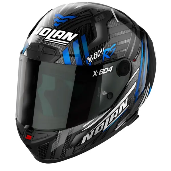 Image of Nolan X-804 RS Ultra Carbon Spectre 020 White Chrome Blue Full Face Helmet Size M
