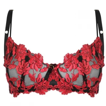 Image of Ann Summers Ann Cecile Balcony Bra - Red Black