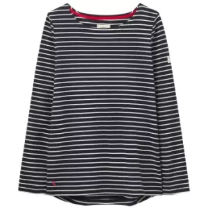 Image of Joules Womens Harbour Long Sleeve Top Navy Cream Stripe 16