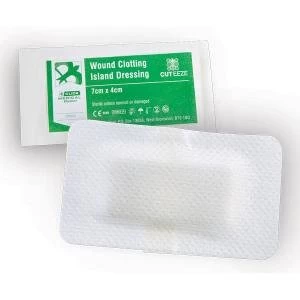 Image of Cut Eeze Haemostatic Wound Clotting Island Dressing 7x4cm Ref CM0560