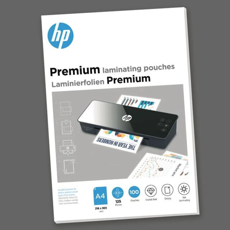 Image of HP Premium Laminating Pouches A4 125 micron (Pack 100) 9124