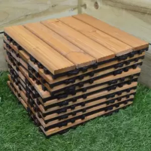 Image of Pack of 9 30cm x 30cm Greenblade Wooden Decking Tiles - 0.75 sqm