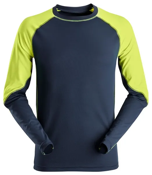 Image of Snickers 2405 Mens Neon Long Sleeve T Shirt 24059567005 Colour: Navy