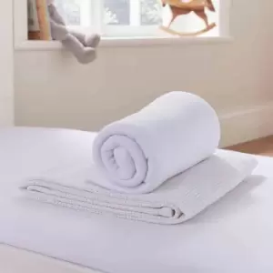 Image of Martex Baby Starter Set Cotbed White (2 X Fitted Sheet Cellular Blanket & Polar Fleece)