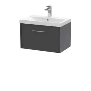 Image of Hudson Reed Juno 600mm Wall Hung Single Drawer Vanity & Thin-Edge Basin - Graphite Grey