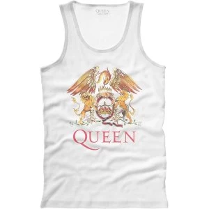 Image of Queen - Classic Crest Mens Medium T-Shirt Vest - White