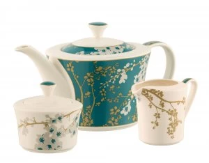 Image of Belleek Living Bellevue Teapot Sugar Cream Set
