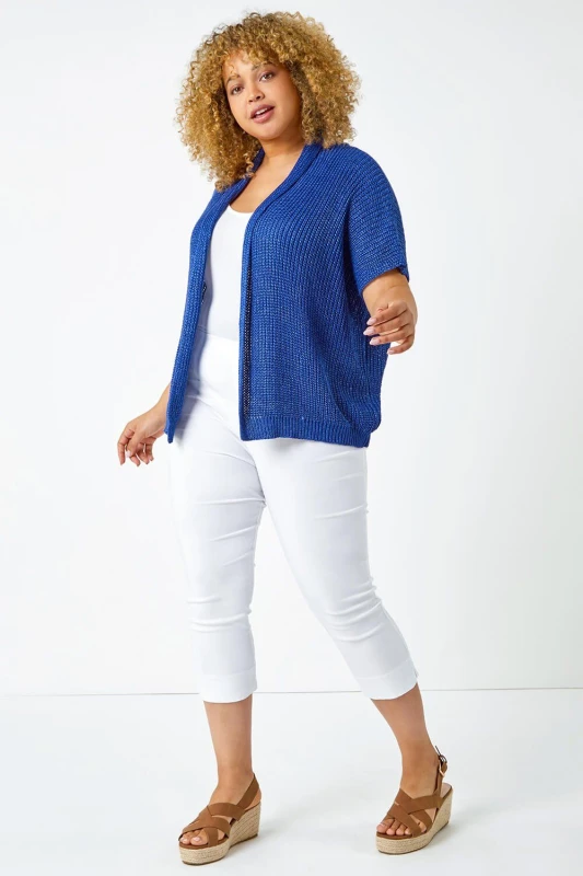 Image of Roman Womens Curve Cropped Elastic Waist Stretch Trouser in White Size: 26-28 White Female 26-28