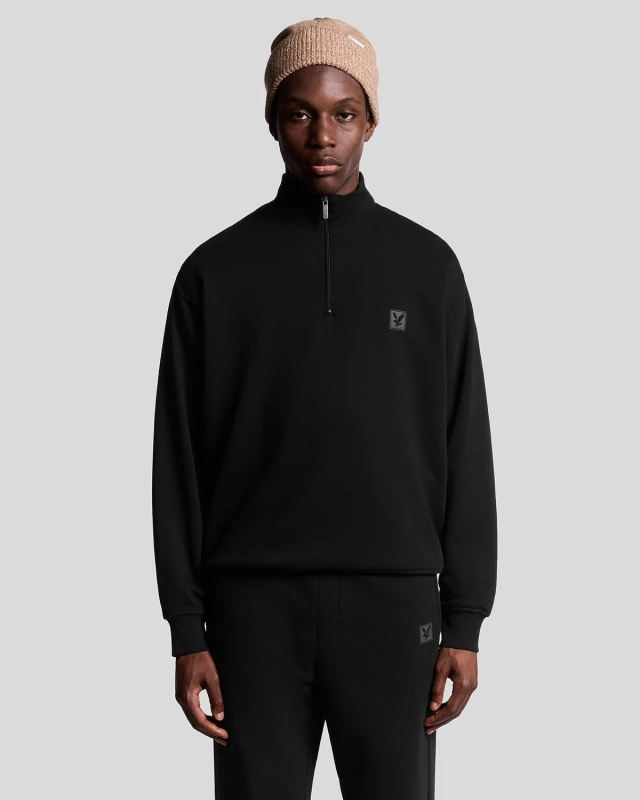 Image of Lyle & Scott Mens Loungewear 1/4 Zip Sweatshirt in Jet Black