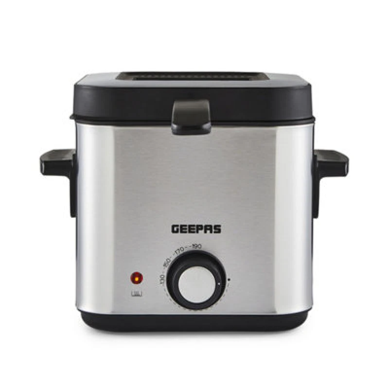 Image of Geepas 1.5L Deep Fat Chip Fryer Compact Fryer with with Stainless Steel Housing 900W Silver