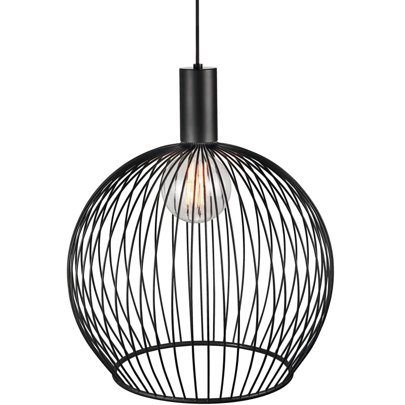 Image of Nordlux Aver Indoor Pendant Light Black Metal E27 chrome socket - Mains Powered, IP20 Black Unisex