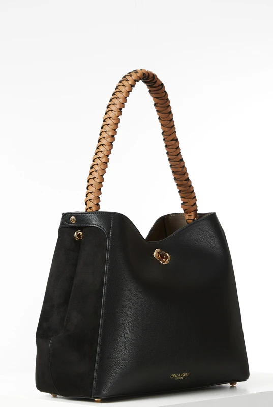 Image of Luella Grey 'Adriana' Woven Handle Hobo Black
