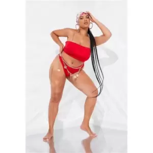 Image of I Saw It First Red Plus Size High Waist Bikini Bottoms - Red
