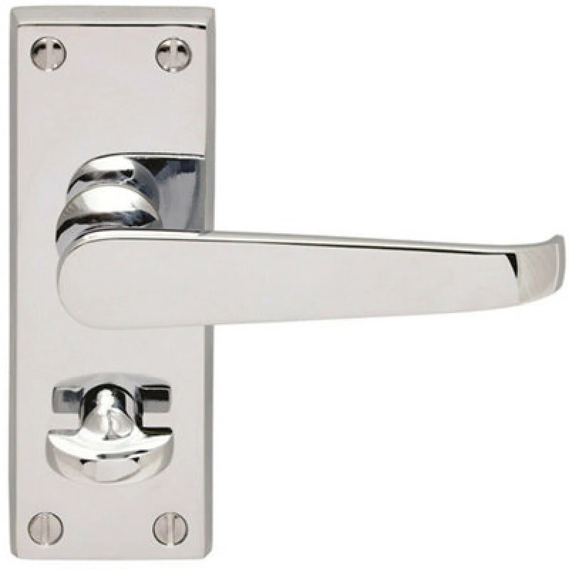 Image of Loops Straight Victorian Handle on Rectangular Bathroom Backplate Polished Chrome Multi