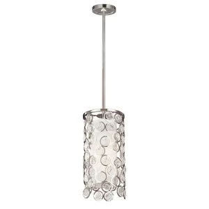 Image of 1 Light Cylindrical Ceiling Pendant Polished Nickel, E27