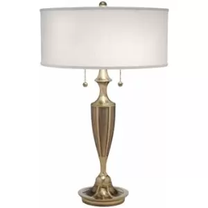 Image of Loops - 2 Bulb Twin Table Lamp Zinc Cast Off White Shade Burnished Brass LED E27 60W