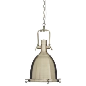 Image of Premier Housewares Lexington Large Antique Brass Plain Pendant Light