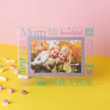 Image of 6" x 4" Cheerful Glass Photo Frame - Mum