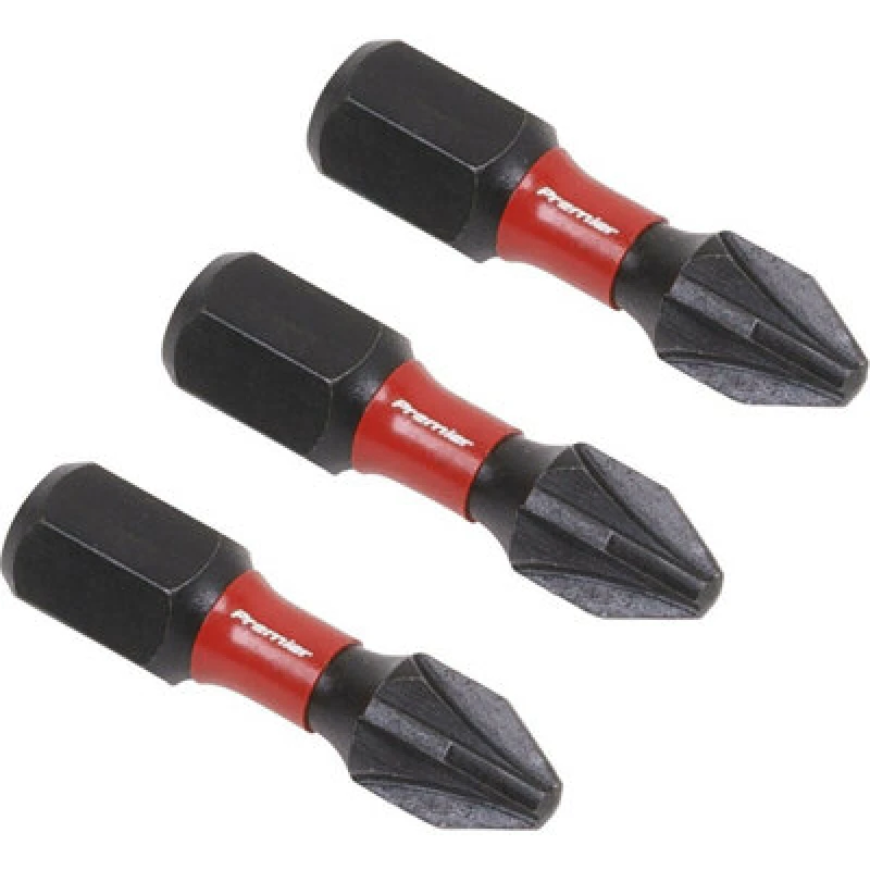 Image of Loops 3 Piece 25mm Pozi Head #2 Impact Power Tool Bit Set - S2 Steel Drill Bits Metallics