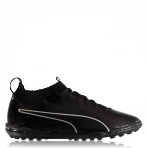 Image of Puma evoKNIT Astro Turf Junior Boys Football Trainers - Triple Black