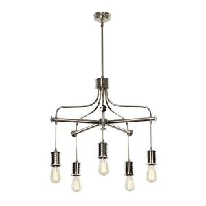 Image of 5 Light Chandelier Polished Nickel Finish, E27