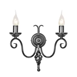 Image of Twin Wall Light Medieval Feel Soft Cuerving Arms Swirl Finial Black LED E14 60W