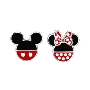 Image of Disney Silver Mickey And Minnie Mouse Stud Earrings - F6742