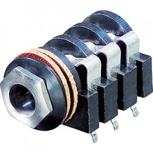 Image of 6.35mm audio jack Socket horizontal mount Number of pins 3 Stereo Black Rean AV NYS215