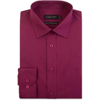 Image of Double Two Plain Non-Iron Cotton Rich Shirt - Wine