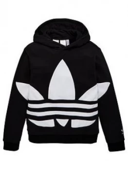 Image of Boys, adidas Originals Big Trefoil Hoodie - Black, Size 7-8 Years