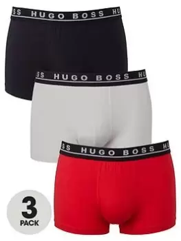 Image of BOSS 3 Pack of Bodywear Trunks - White, Navy/Red/White, Size S, Men