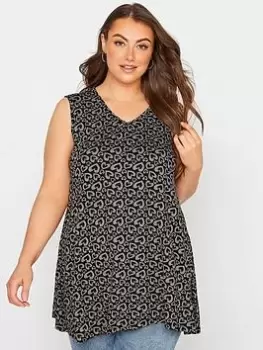 Image of Yours Clothing Heart Tie Back T-Shirt - Black, Size 22-24, Women