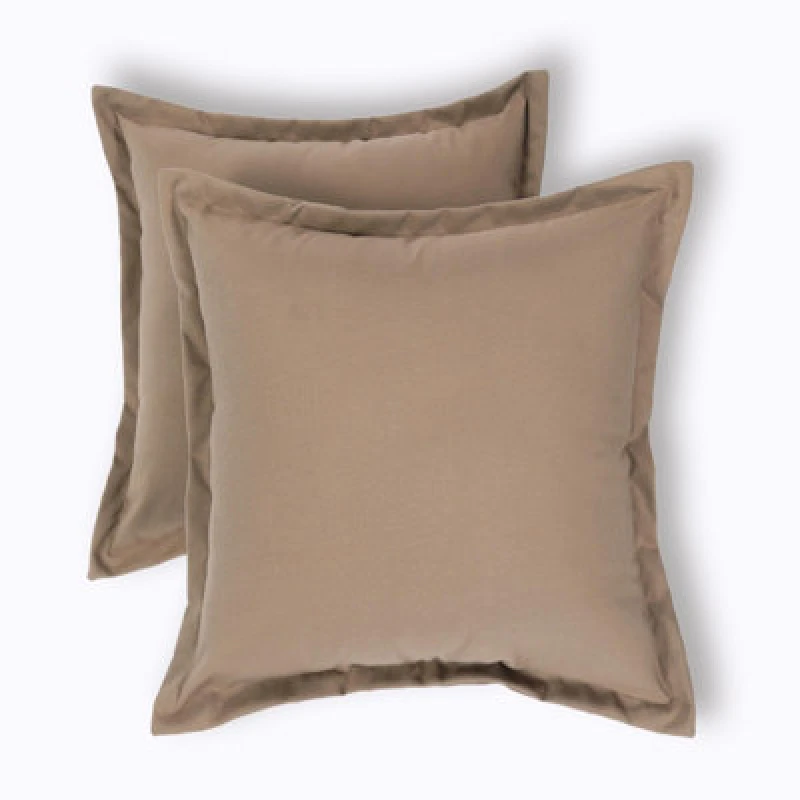 Image of Homescapes Luxury Outdoor Cushions 2 Set, Waterproof Filled Cushion, Soft-Touch, Plain Dark Beige, For Garden And Indoors, 45X45Cm