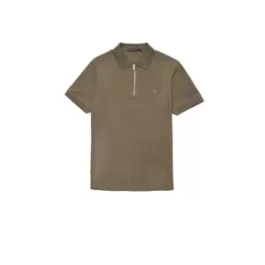 Image of French Connection Zip Up Pique Polo Shirt - Green