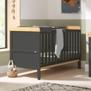 Image of Tutti Bambini Rio Cot Bed With Cot Top Changer & Mattress Slate Grey/Oak