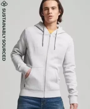 Image of Superdry Mens Organic Cotton Vintage Logo Embroidered Zip Hoodie Light Grey / Glacier Grey Marl - Size: L