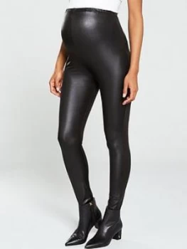 Image of Mama-Licious Maternity Shiny Over The Bump Leggings - Black