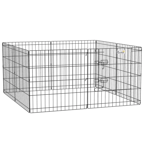 Image of PawHut 24'' Pet Dog Playpen, Eight-Panel Metal Fence
