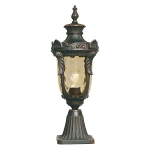 Image of 1 Light Medium Outdoor Pedestal Lantern Old Bronze IP44, E27
