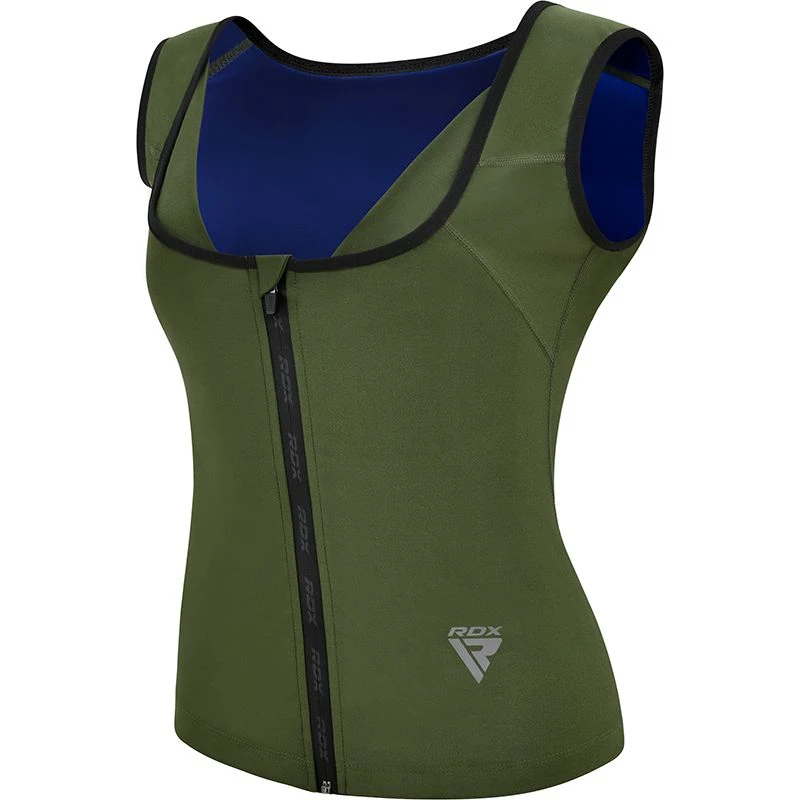 Image of RDX SPORTS W2 Sweat Vest With Zipper REACH OEKO TEX 100 Certified Dark Green