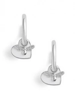 Image of Olivia Burton You Have My Heart Huggie Hoops White & Silver