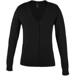 Image of SOLS Womens/Ladies Golden V Neck Cardigan (S) (Black)