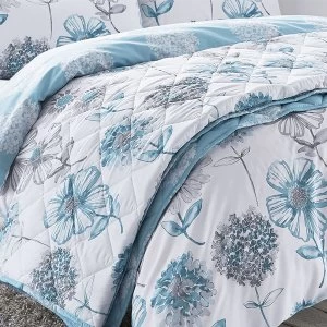Image of Catherine Lansfield Banbury Floral Bedspread - Blue