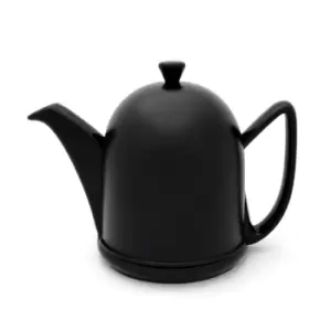 Image of Bredemeijer Teapot Cosy Design Stoneware Black Body 1.0L with Matt Black Steel C