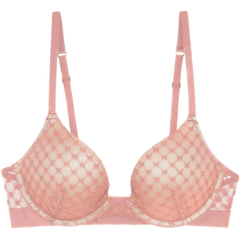 Image of Wolford Sheer Logo Push-Up Demi Bra Pink female 34A