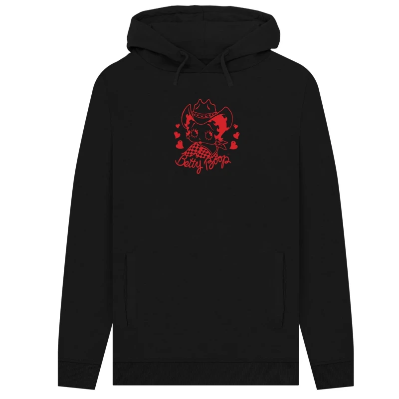 Image of Betty Boop Mens Country Hoodie in Black Size: Small Black Male S